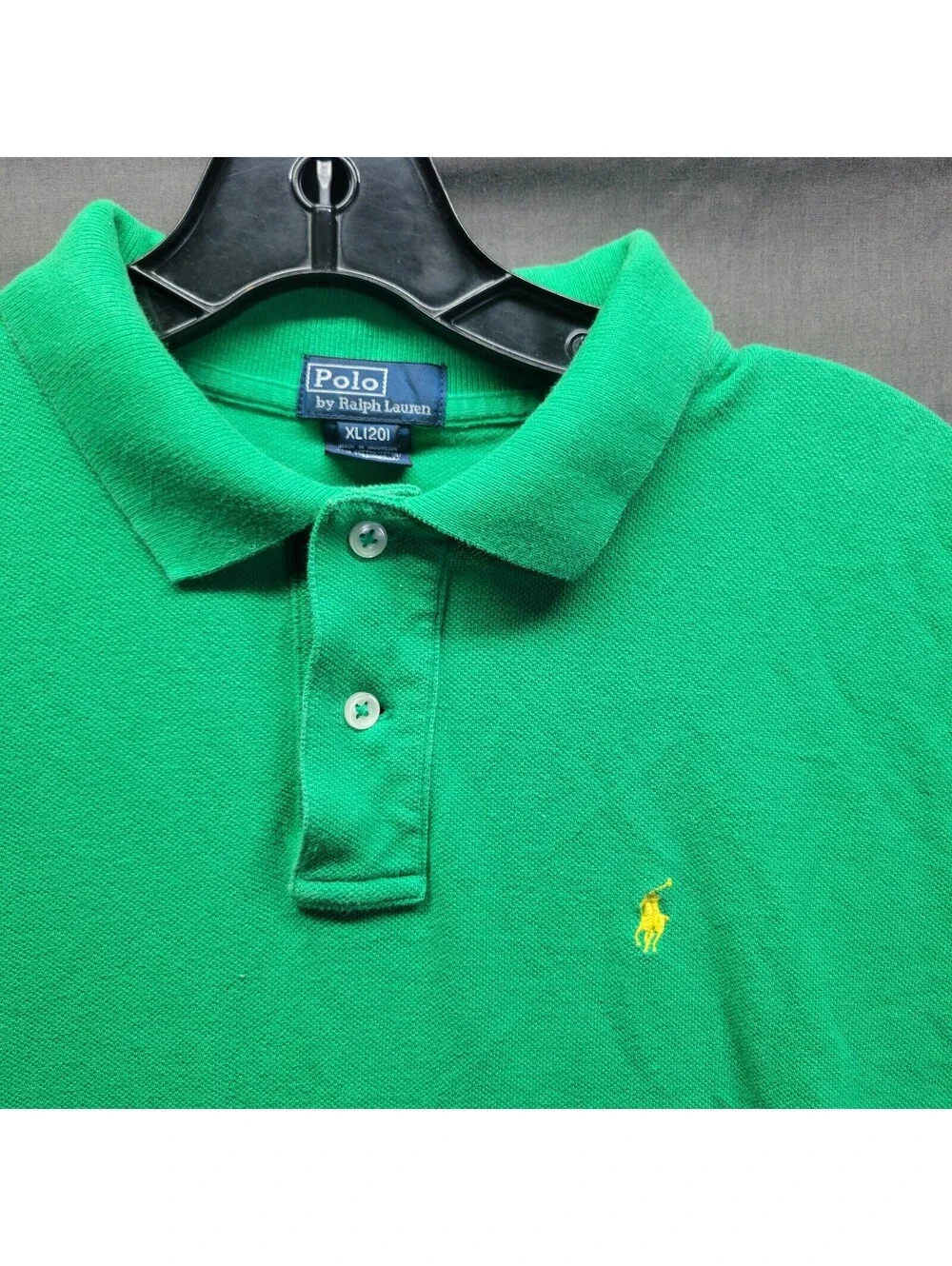 Boys Vintage Polo Ralph Lauren Green Mesh Polo Sz XL (20)